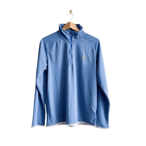 Adidas Climalite Mens 1/4 Zip Mock Neck Long Sleeve Shirt Blue Medium - Picture 1 of 8